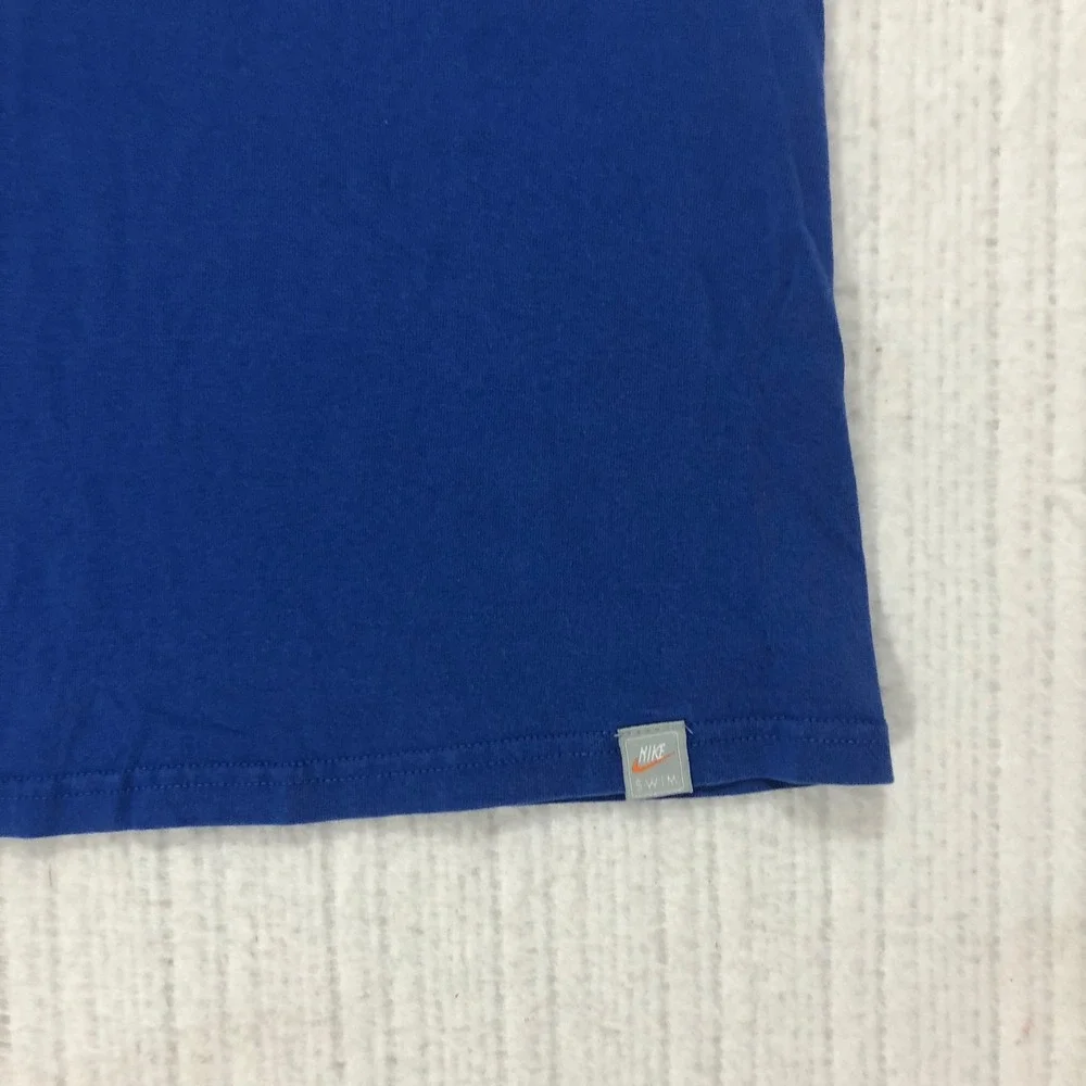 Nike Swim Mens Blue Sleeveless Graphic T-Shirt Muscle Tee Size Large Swoosh‎